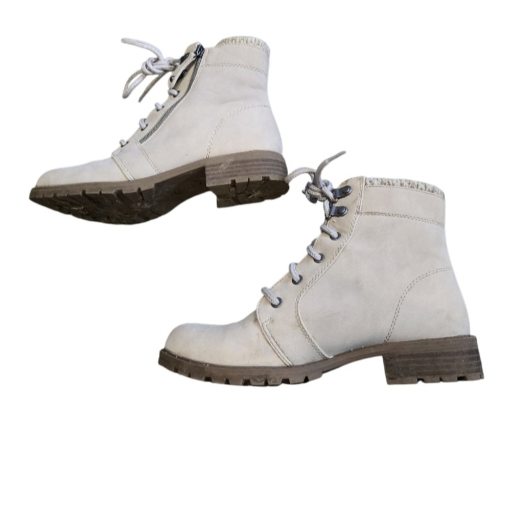 Cream Ankle Boots - Picture 2 of 6